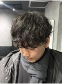シャドウパーマラウンドマッシュフェザーパーマメンズパーマ眉毛