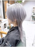 えりあしロングウルフ/ホワイトシルバーカラー