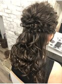 ハーフアップ/ヘアセット/ヘアアレンジ/編み込み/三つ編み