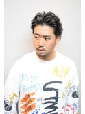 【オールバック】ルーズパーマ×アクセントカラー