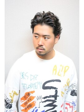 メンズサロン ハリウッド(HOLLYWOOD) 【オールバック】ルーズパーマ×アクセントカラー