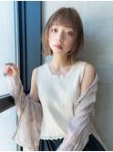 20代30代大人可愛い前髪ありボブ/デザインカラー/髪質改善