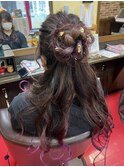 赤パンのヘアセット