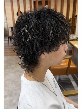 ブリーチ 金沢店(BLEACHi) 波巻きハイライトパーマツイストスパイラルパーマメンズマッシュ