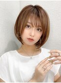 ボブ前髪あり前下がりボブ内巻きボブひし形シルエットワンレン