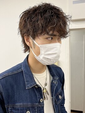 ピープスアンドスー 表参道 渋谷(Peeps&Suu.) メンズカット ハイライト マッシュ ウルフ くせ毛 パーマ