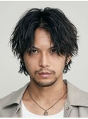 センターパート緩めウルフカットツイストスパイラルパーマ原宿