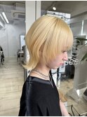 ★ブロンドヘアのウルフカットミニウルフヘアボブウルフレイヤー
