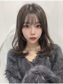 韓国レイヤーロング美髪グレージュアッシュインナーグレージュ