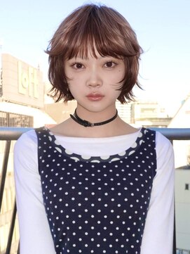 レイヤーボブ/切りっぱなしボブ#外はねボブ#ブラウンカラー