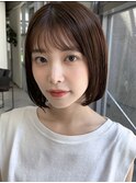 切りっぱなしボブナチュラルボブミディアム前髪縮毛矯正表参道