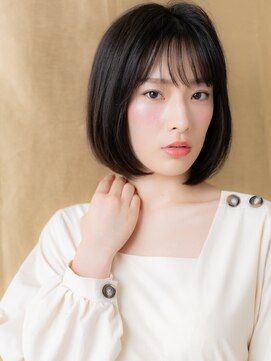 カバーヘア ブリス 上尾西口店(COVER HAIR bliss) 小顔ワンカール美髪艶感ストレート黒髪ボブディX上尾30代40代