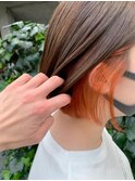 インナーカラーボブ/オレンジ/ニュアンスカラー/似合わせカット