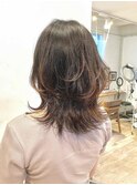 グレージュカラー ボブルフ 黒髪 ココアベージュ ロングヘア