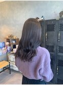 透け感透明感オリーブベージュ寒色カラー ウェーブロング