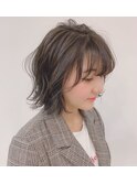 大人かわいい前髪セシルカットココアブラウンフリンジウェーブ