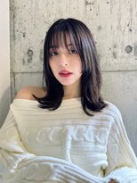 バランス 天王寺店(Balance)&nbsp;艶が決め手暗髪韓国風外ハネセミディシースルーバング姫カット