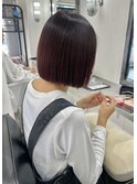 切りっぱなしボブ×赤みブラウン