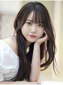 骨格別小顔バングニュアンスロング透明感カラー