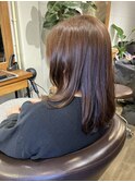 セミロング×ウォームベージュ