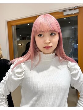 スタン 渋谷(Stam) ペールピンクピンクヘアハイトーン韓国ミディアムレイヤー渋谷