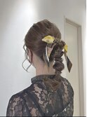 結婚式 ヘアセット アレンジ アップ 三宮 二次会 編みおろし
