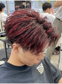 熊本メンズカラー 赤メッシュカラー レッドカラー MEN'S HAIR