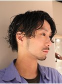 ゆるめパーマ/メンズ/センターパート