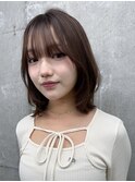 美髪くびレイヤーミディアムシースルーバングヘア