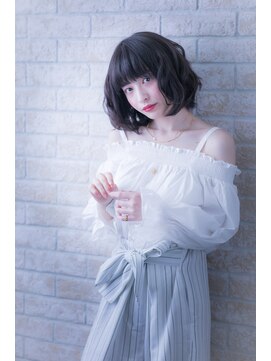 エルデ ナインズ ヘアー スタンド 川口店(elde 9's HAIR STAND) 大人かわいいグレージュひし形シルエットエアリーボブ