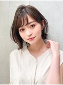 大人かわいい外ハネ耳かけスタイルココアブラウン毛先パーマ♪