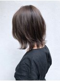 モカブラウン_マロンベージュ Aラインボブ かきあげ