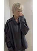 ホワイトカラー/カジュアルマッシュ/ブリーチデザイン