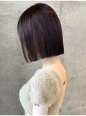 切りっぱなしボブ 髪質改善 カシスピンク 艶髪 ショートボブ