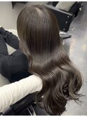 福井ブリーチなしタブルカラーオリーブグレージュ韓国レイヤー