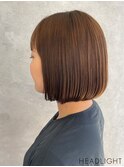 内巻きボブ×小顔魅せ×ベージュブラウン