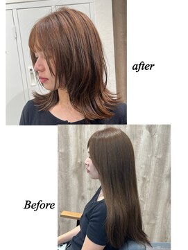 イノセンス 西宮北口店(innocence) レイヤーボブ/ブリーチなしダブルカラー/くすみベージュ