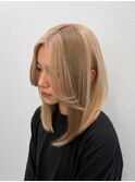 ブロッキングカラー　ベージュ×ブラウン