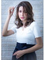 ヘアーアートシフォン 池袋西口店(Hair art chiffon)&nbsp;厚めバングクラシカルワンレンフェザーロングセンターパート