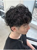 無造作パーマニュアンスパーマショートパーマメンズヘア波巻き