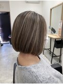 50代白髪ぼかしハイライトボブ【箱崎/髪質改善トリートメント】