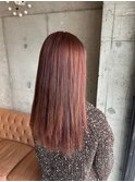 美シルエットナチュラルストレートロングヘアオレンジブラウン