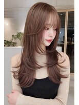 レス(Les.)&nbsp;ミディアムレイヤーバタフライカットハッシュカットダークグレー