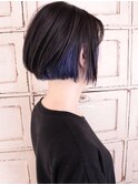 ショートボブ インナーカラー ブルーアッシュ ダブルカラー