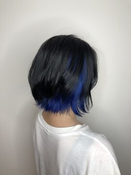 ヘアーアンドネイル ジェダイ(Hair&nails JEDI) 韓国風インナーカラー×ディープブルー