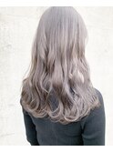 ブリーチなしカラー　暗髪ヘア　グレージュ　ラベンダーアッシュ