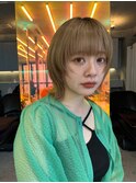 ダークアッシュ/ミディアムレイヤーカット［髪質改善/縮毛矯正］