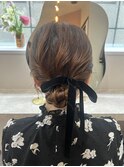 ナチュラルアップヘア★お団子 リボン