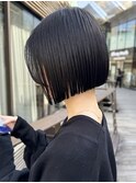 黒髪/ボブウルフ/ネビージュ/小顔/ワンレン/髪質改善/前髪