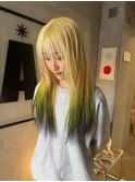 フェミニンロング グリーンデザインカラー 渋谷